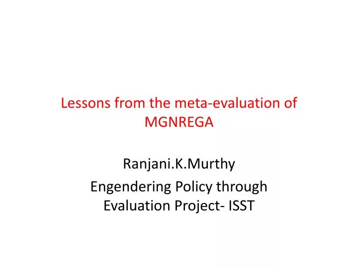lessons from the meta evaluation of mgnrega