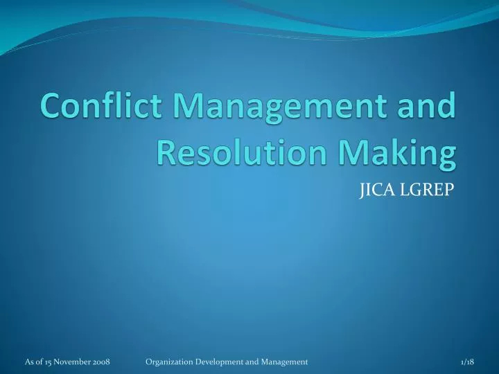 conflict management and resolution making