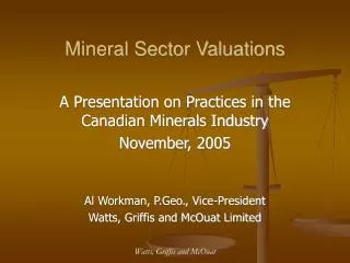 Mineral Sector Valuations