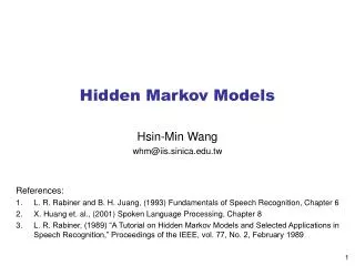 Hidden Markov Models