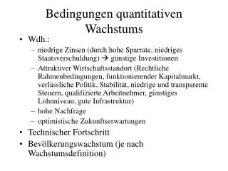 bedingungen quantitativen wachstums