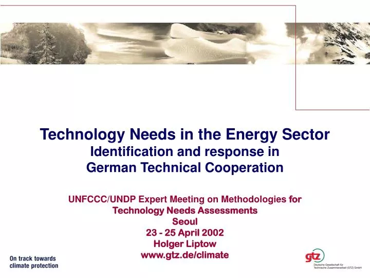 technology needs in the energy sector identification and response in german technical cooperation