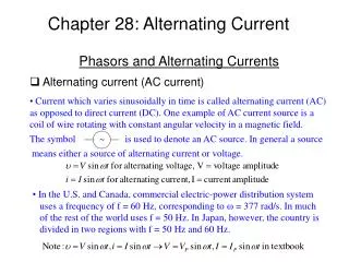 Chapter 28: Alternating Current