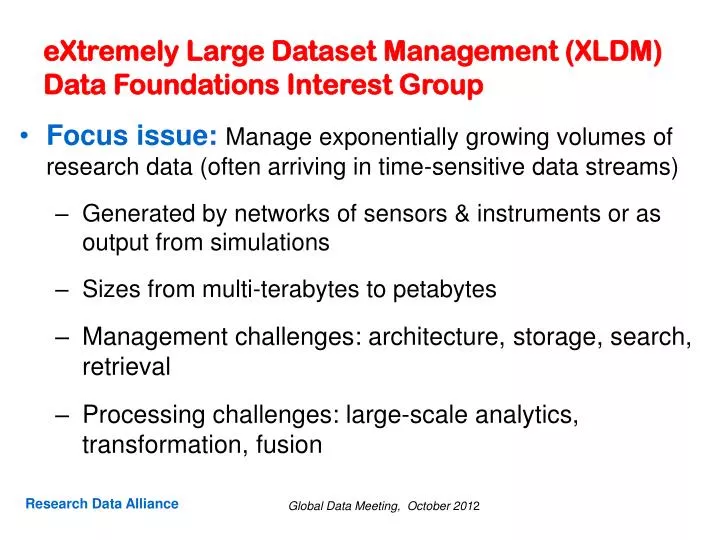 extremely large dataset management xldm data foundations interest group