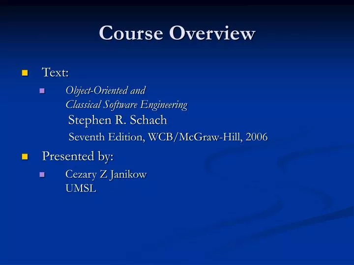 course overview