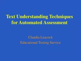 Text Understanding Techniques for Automated Assessment