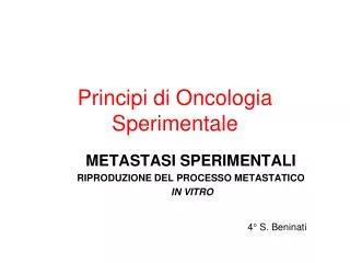 principi di oncologia sperimentale