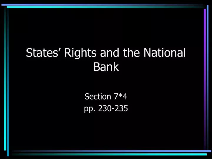 states rights and the national bank
