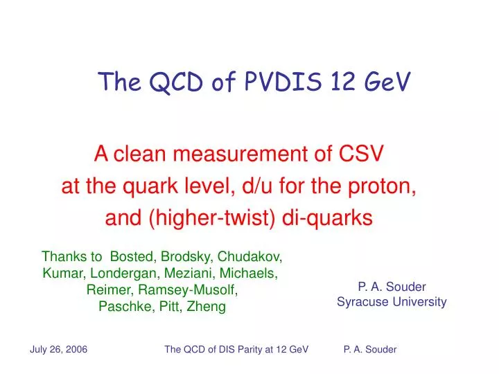 the qcd of pvdis 12 gev