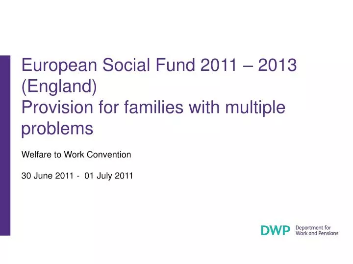 european social fund 2011 2013 england provision for families with multiple problems