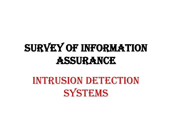 survey of information assurance