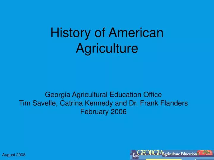 history of american agriculture