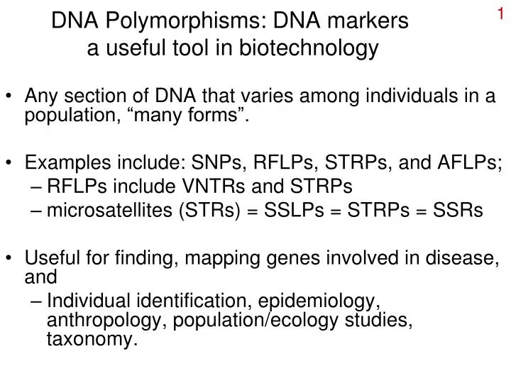 dna polymorphisms dna markers a useful tool in biotechnology
