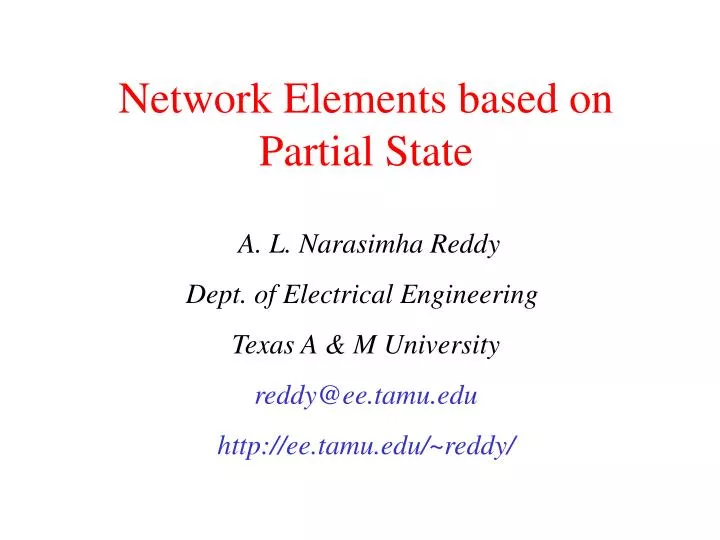 network elements based on partial state