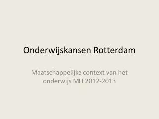 onderwijskansen rotterdam