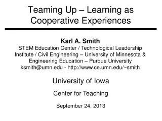teaming up learning as cooperative experiences
