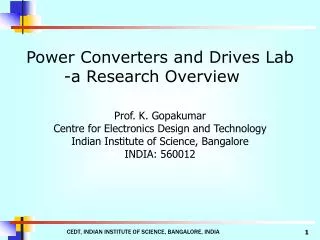 Power Converters and Drives Lab -a Research Overview