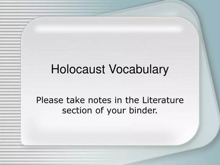 holocaust vocabulary