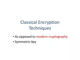 classical encryption techniques