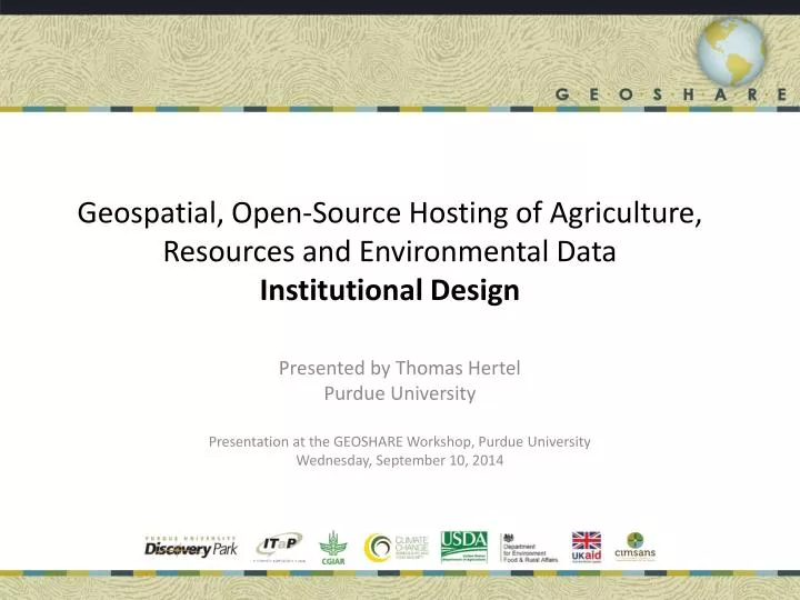 geospatial open source hosting of agriculture resources and environmental data institutional design