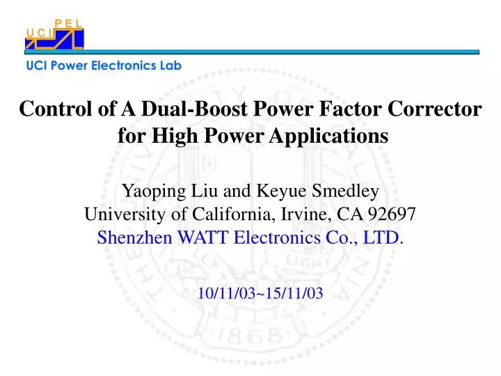 control of a dual boost power factor corrector for high power applications