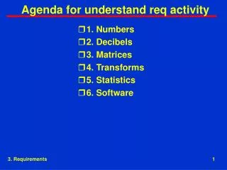 Agenda for understand req activity