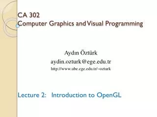 CA 302 Computer Graphics and Visual Programming