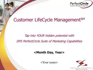 Customer LifeCycle Management SM Tap into YOUR hidden potential with
