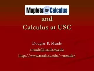 and Calculus at USC