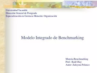 modelo integrado de benchmarking