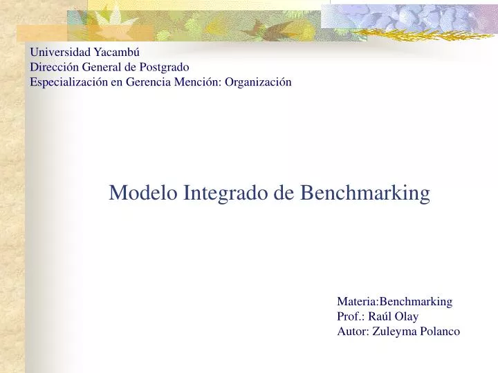modelo integrado de benchmarking