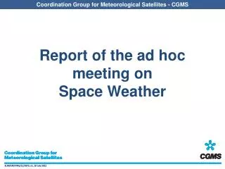 Report of the ad hoc meeting on Space Weather