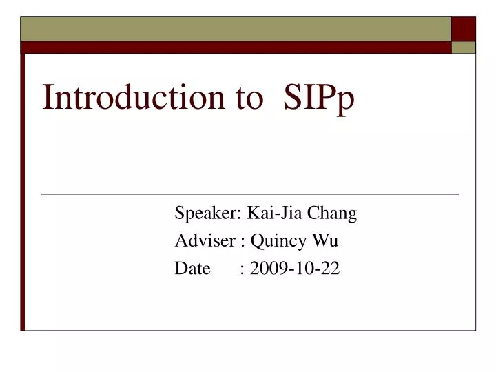 introduction to sipp