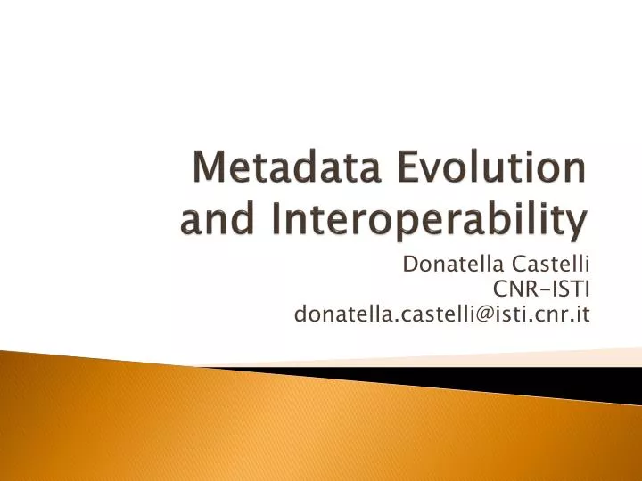 metadata evolution and interoperability