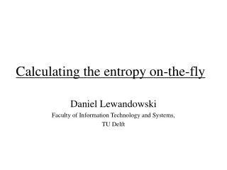 Calculating the entropy on-the-fly