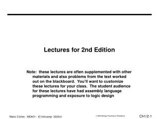 Lectures for 2nd Edition