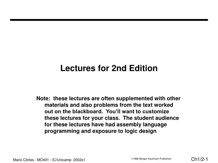 lectures for 2nd edition
