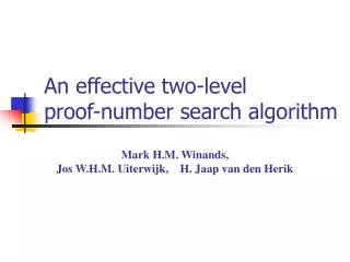 an effective two level proof number search algorithm