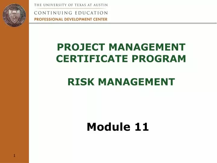 project management certificate program risk management