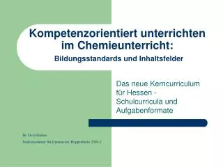 kompetenzorientiert unterrichten im chemieunterricht bildungsstandards und inhaltsfelder