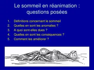 le sommeil en r animation questions pos es