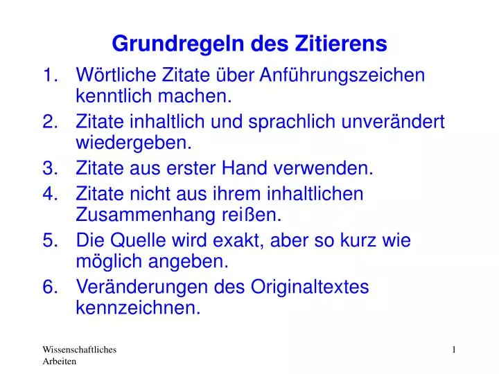 grundregeln des zitierens