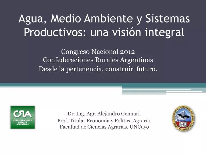 agua medio ambiente y sistemas productivos una visi n integral