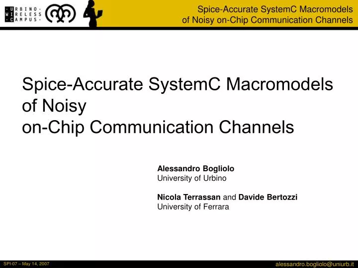 spice accurate systemc macromodels of noisy on chip communication channels