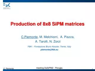production of 8x8 sipm matrices