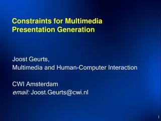 Constraints for Multimedia Presentation Generation