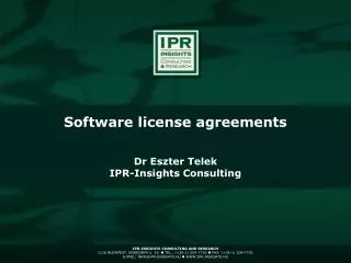 Dr Eszter Telek IPR-Insights Consulting