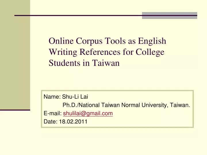 online corpus tools as english writing references for college students in taiwan