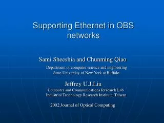 Supporting Ethernet in OBS networks