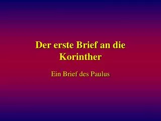 der erste brief an die korinther